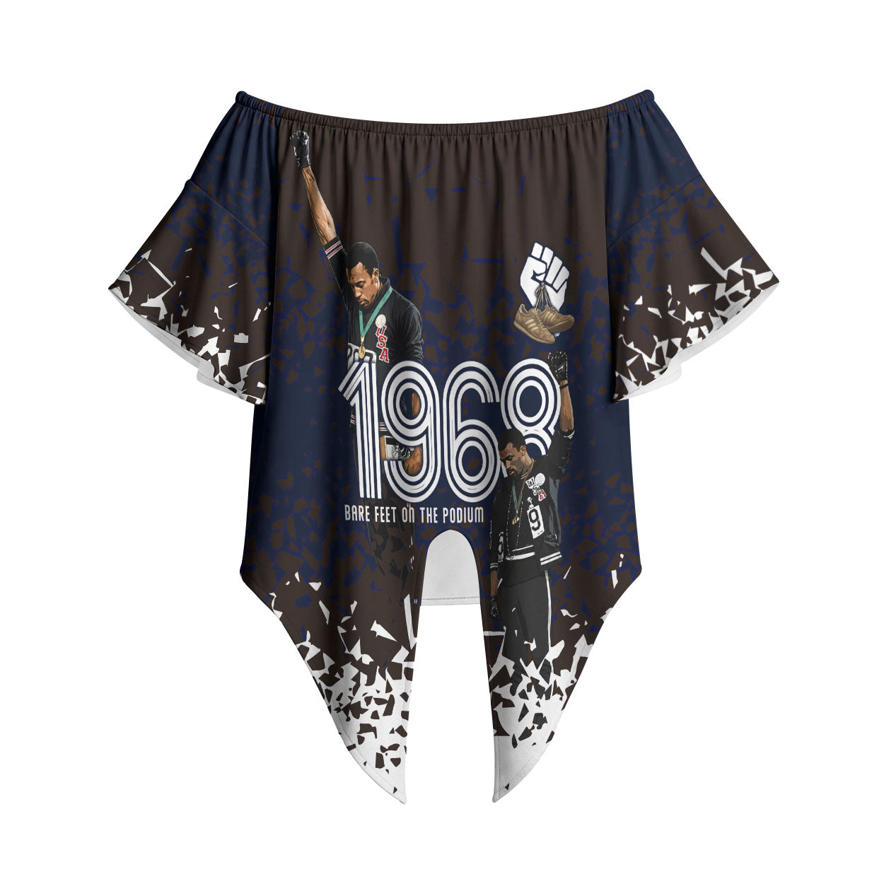 Black Power Salute African Human Rights Off Shoulder Wrap Waist Top Civil Rights Movement OPHR Mexico City 1968 Retro