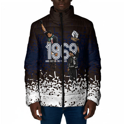 Black Power Salute African Human Rights Padded Jacket Civil Rights Movement OPHR Mexico City 1968 Retro