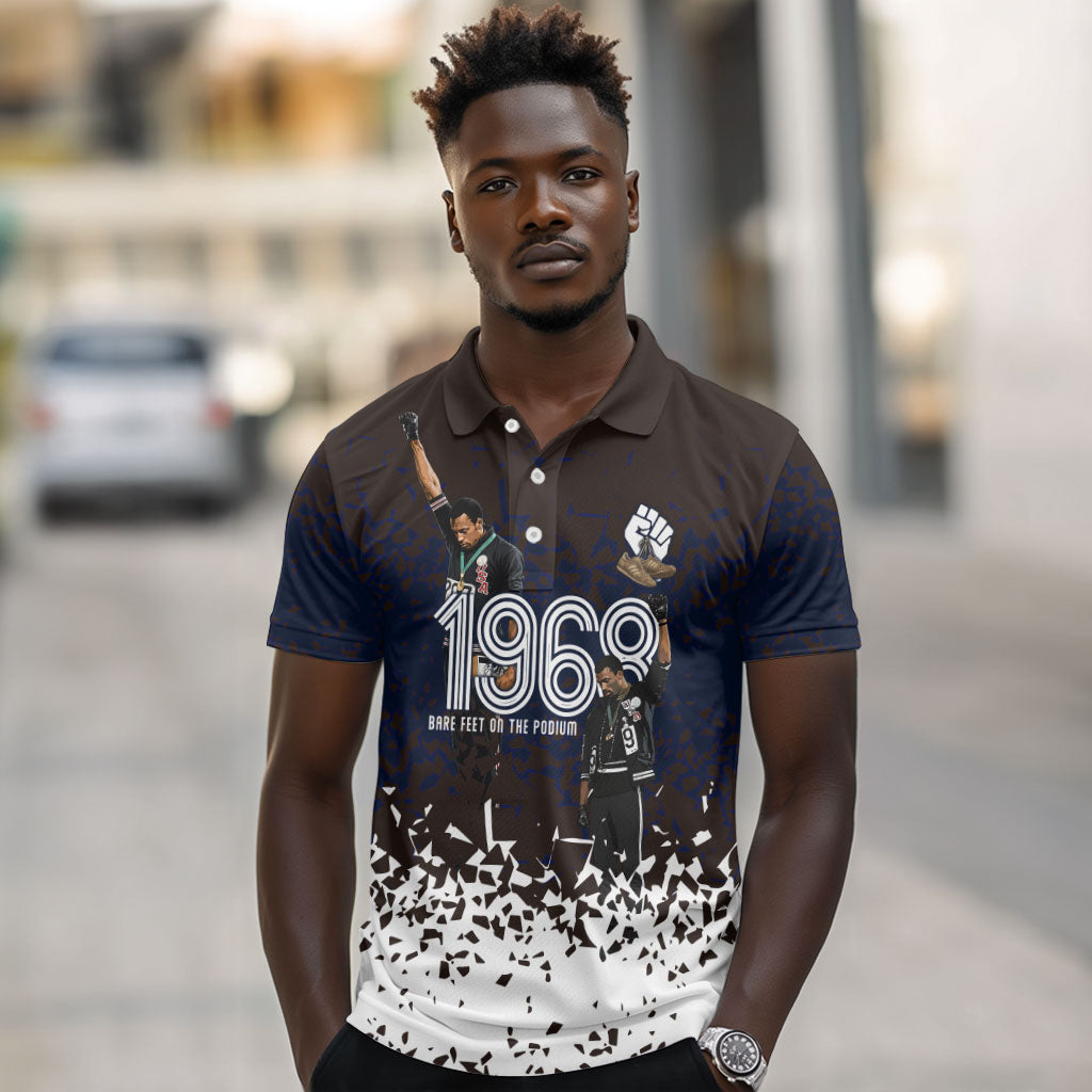 Black Power Salute African Human Rights Polo Shirt Civil Rights Movement OPHR Mexico City 1968 Retro