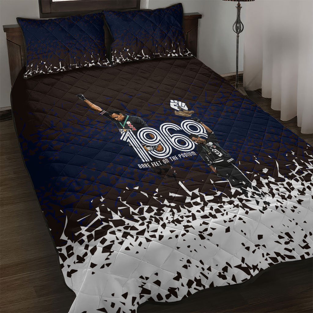 Black Power Salute African Human Rights Quilt Bed Set Civil Rights Movement OPHR Mexico City 1968 Retro