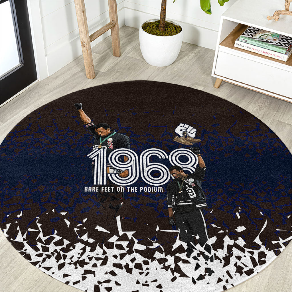 Black Power Salute African Human Rights Round Carpet Civil Rights Movement OPHR Mexico City 1968 Retro