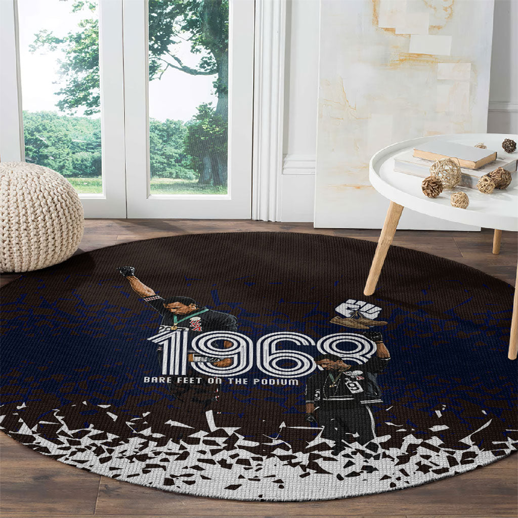 Black Power Salute African Human Rights Round Carpet Civil Rights Movement OPHR Mexico City 1968 Retro