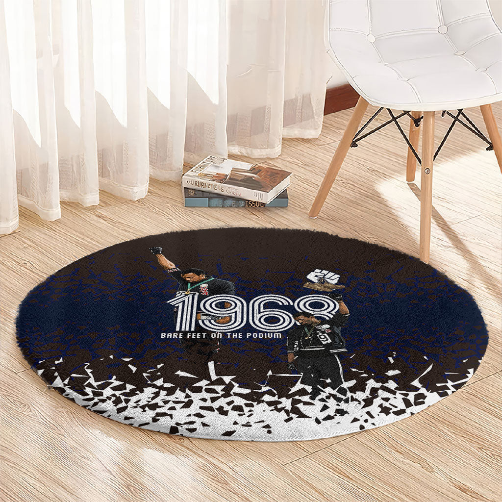 Black Power Salute African Human Rights Round Carpet Civil Rights Movement OPHR Mexico City 1968 Retro
