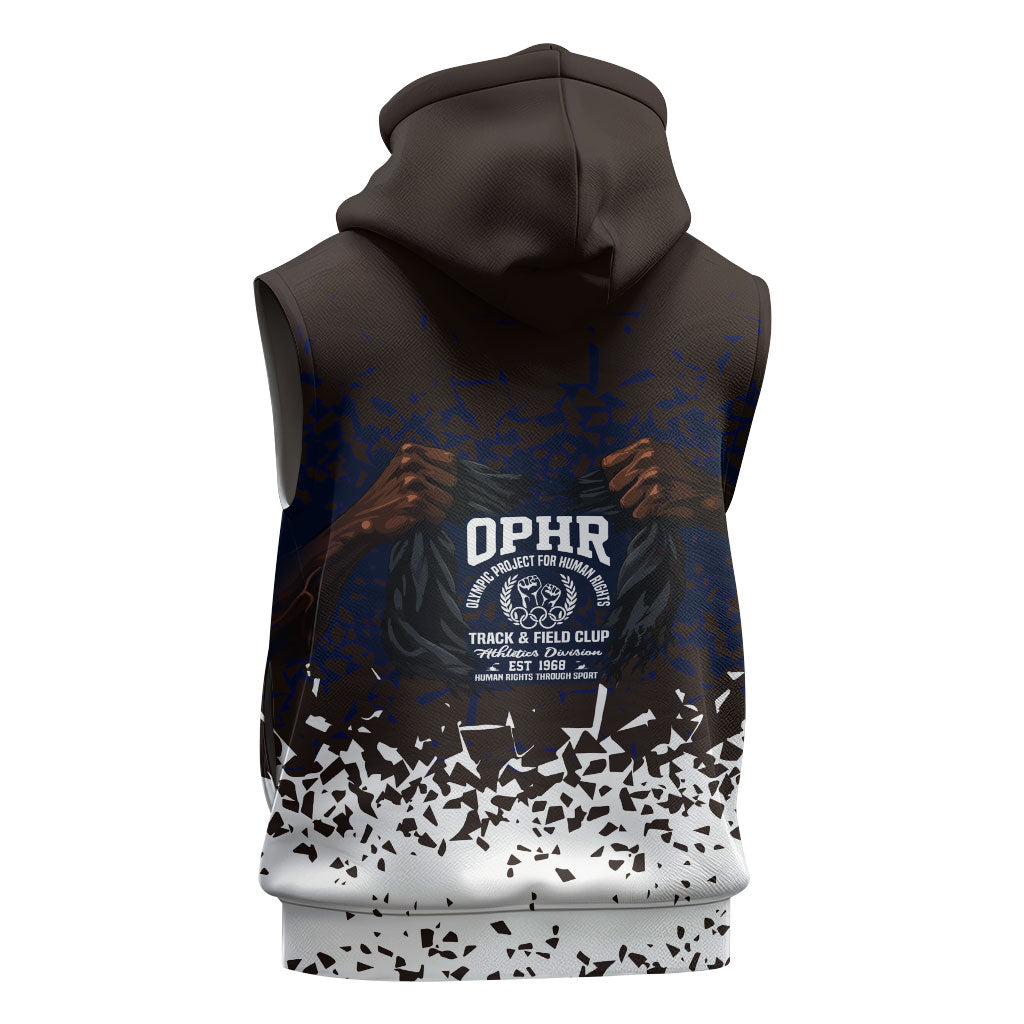 Black Power Salute African Human Rights Sleeveless Hoodie Civil Rights Movement OPHR Mexico City 1968 Retro