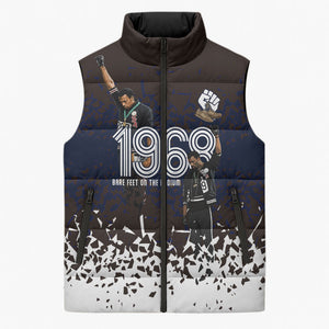 Black Power Salute African Human Rights Sleeveless Puffer Jacket Civil Rights Movement OPHR Mexico City 1968 Retro