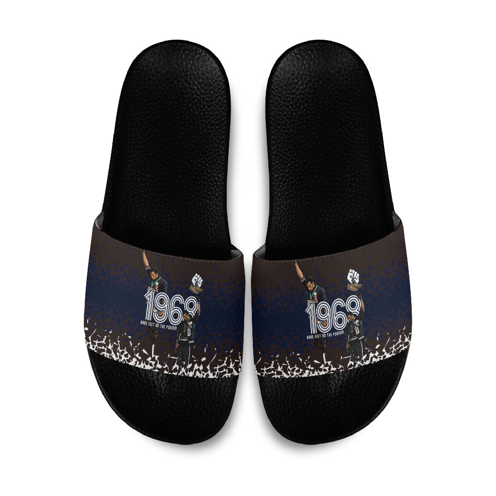 Black Power Salute African Human Rights Slide Sandals Civil Rights Movement OPHR Mexico City 1968 Retro
