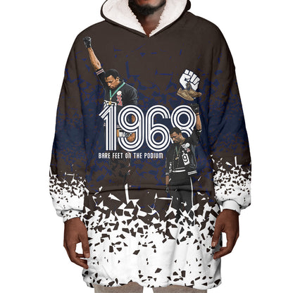 Black Power Salute African Human Rights Wearable Blanket Hoodie Civil Rights Movement OPHR Mexico City 1968 Retro