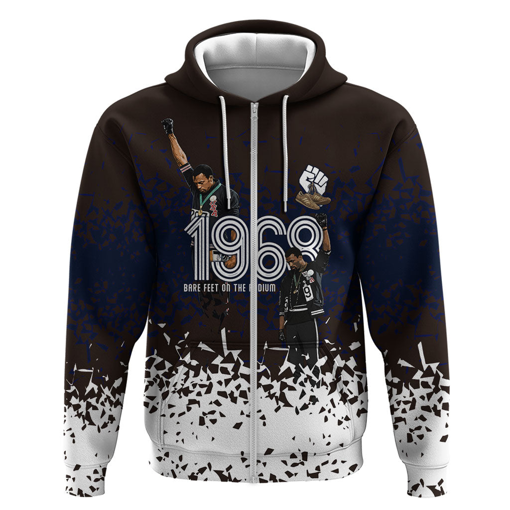 Black Power Salute African Human Rights Zip Hoodie Civil Rights Movement OPHR Mexico City 1968 Retro