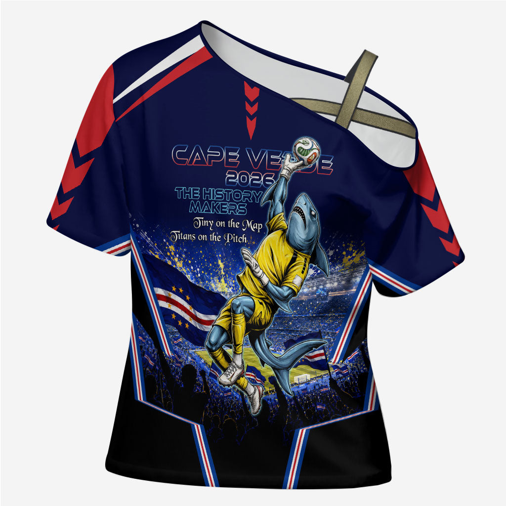 Personalized Cape Verde Blue Sharks Cross Shoulder Shirt African Pride Dynamic Stadium Soccer Graphic Art