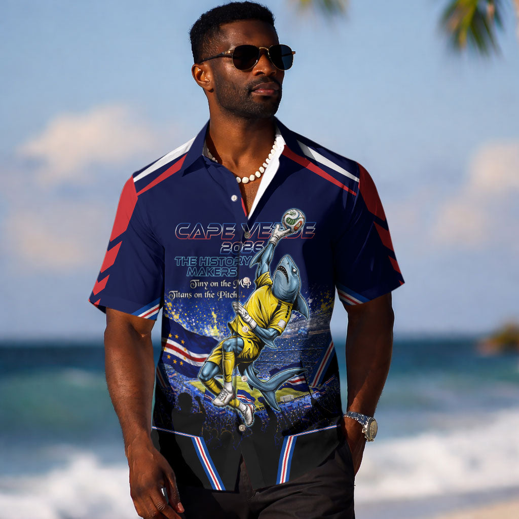 Personalized Cape Verde Blue Sharks Hawaiian Shirt African Pride Dynamic Stadium Soccer Graphic Art