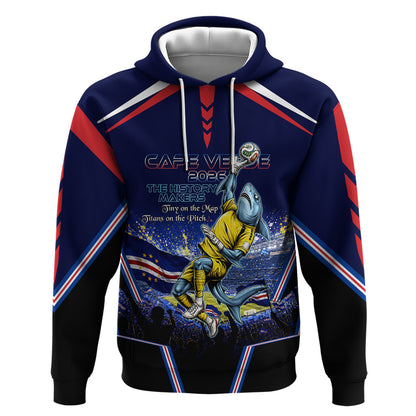 Personalized Cape Verde Blue Sharks Hoodie African Pride Dynamic Stadium Soccer Graphic Art