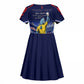 Personalized Cape Verde Blue Sharks Kid Short Sleeve Dress African Pride Dynamic Stadium Soccer Graphic Art