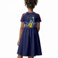 Personalized Cape Verde Blue Sharks Kid Short Sleeve Dress African Pride Dynamic Stadium Soccer Graphic Art