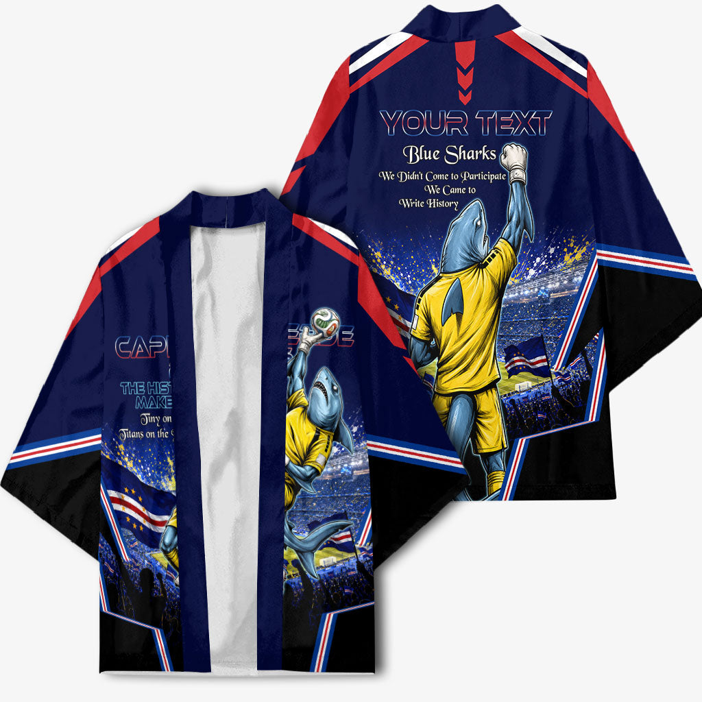 Personalized Cape Verde Blue Sharks Kimono African Pride Dynamic Stadium Soccer Graphic Art