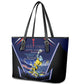 Personalized Cape Verde Blue Sharks Leather Tote Bag African Pride Dynamic Stadium Soccer Graphic Art