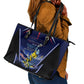 Personalized Cape Verde Blue Sharks Leather Tote Bag African Pride Dynamic Stadium Soccer Graphic Art