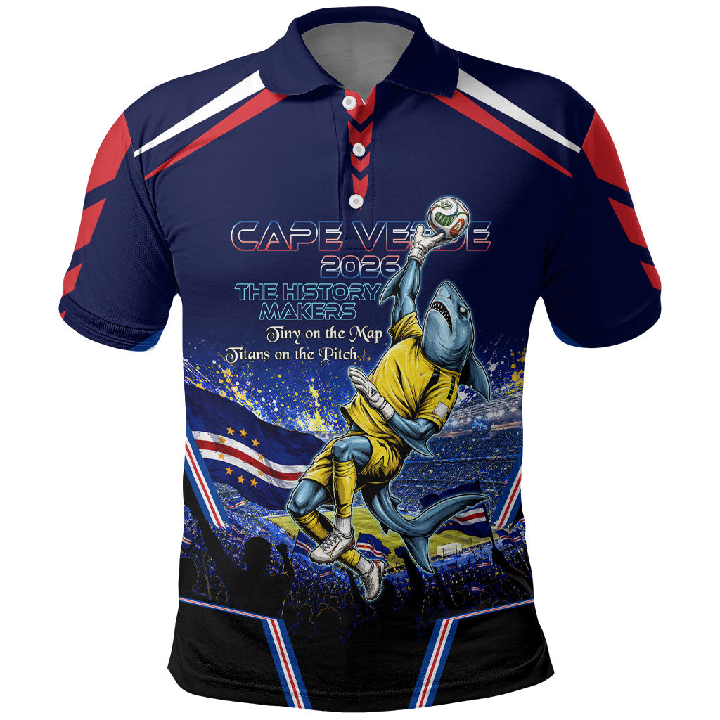 Personalized Cape Verde Blue Sharks Polo Shirt African Pride Dynamic Stadium Soccer Graphic Art