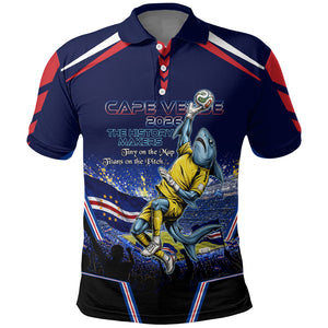 Personalized Cape Verde Blue Sharks Polo Shirt African Pride Dynamic Stadium Soccer Graphic Art