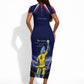 Personalized Cape Verde Blue Sharks Short Sleeve Bodycon Dress African Pride Dynamic Stadium Soccer Graphic Art