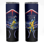Personalized Cape Verde Blue Sharks Skinny Tumbler African Pride Dynamic Stadium Soccer Graphic Art