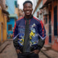 Personalized Cape Verde Blue Sharks Sleeve Zip Bomber Jacket African Pride Dynamic Stadium Soccer Graphic Art