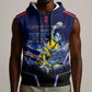 Personalized Cape Verde Blue Sharks Sleeveless Hoodie African Pride Dynamic Stadium Soccer Graphic Art