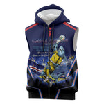 Personalized Cape Verde Blue Sharks Sleeveless Zip Hoodie African Pride Dynamic Stadium Soccer Graphic Art