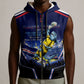 Personalized Cape Verde Blue Sharks Sleeveless Zip Hoodie African Pride Dynamic Stadium Soccer Graphic Art
