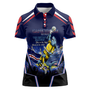 Personalized Cape Verde Blue Sharks Women Polo Shirt African Pride Dynamic Stadium Soccer Graphic Art