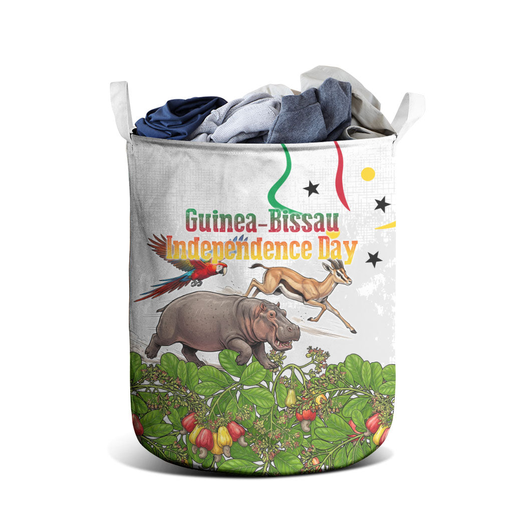 Guinea-Bissau Independence Day Laundry Basket African Wildlife Cashew Harvest Cultural Pride