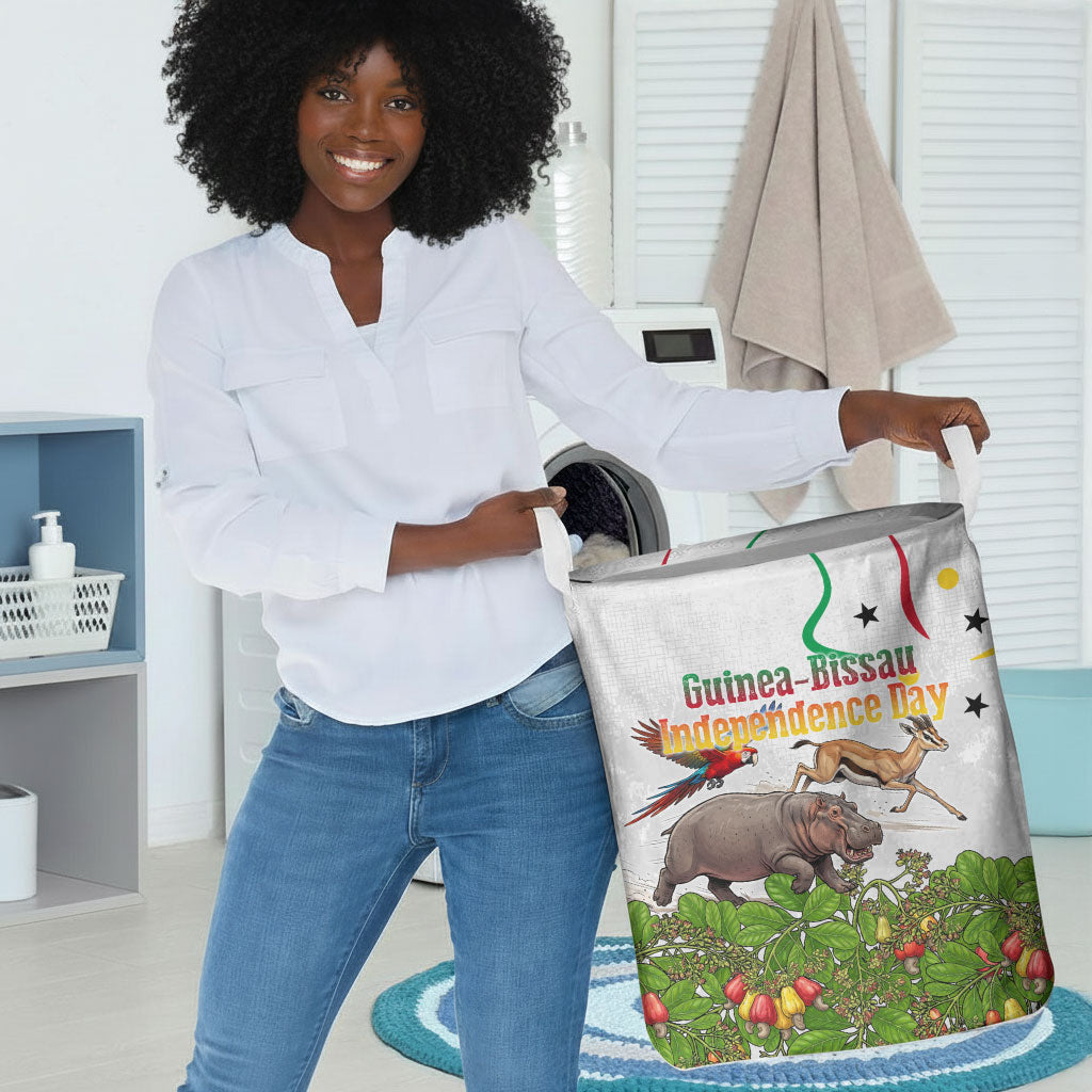 Guinea-Bissau Independence Day Laundry Basket African Wildlife Cashew Harvest Cultural Pride