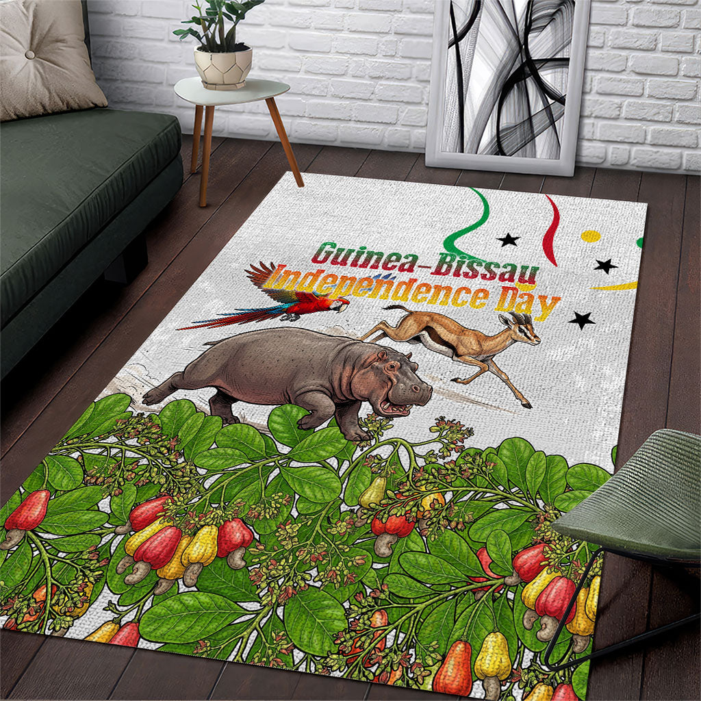 Guinea-Bissau Independence Day Area Rug African Wildlife Cashew Harvest Cultural Pride