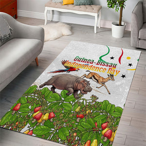 Guinea-Bissau Independence Day Area Rug African Wildlife Cashew Harvest Cultural Pride
