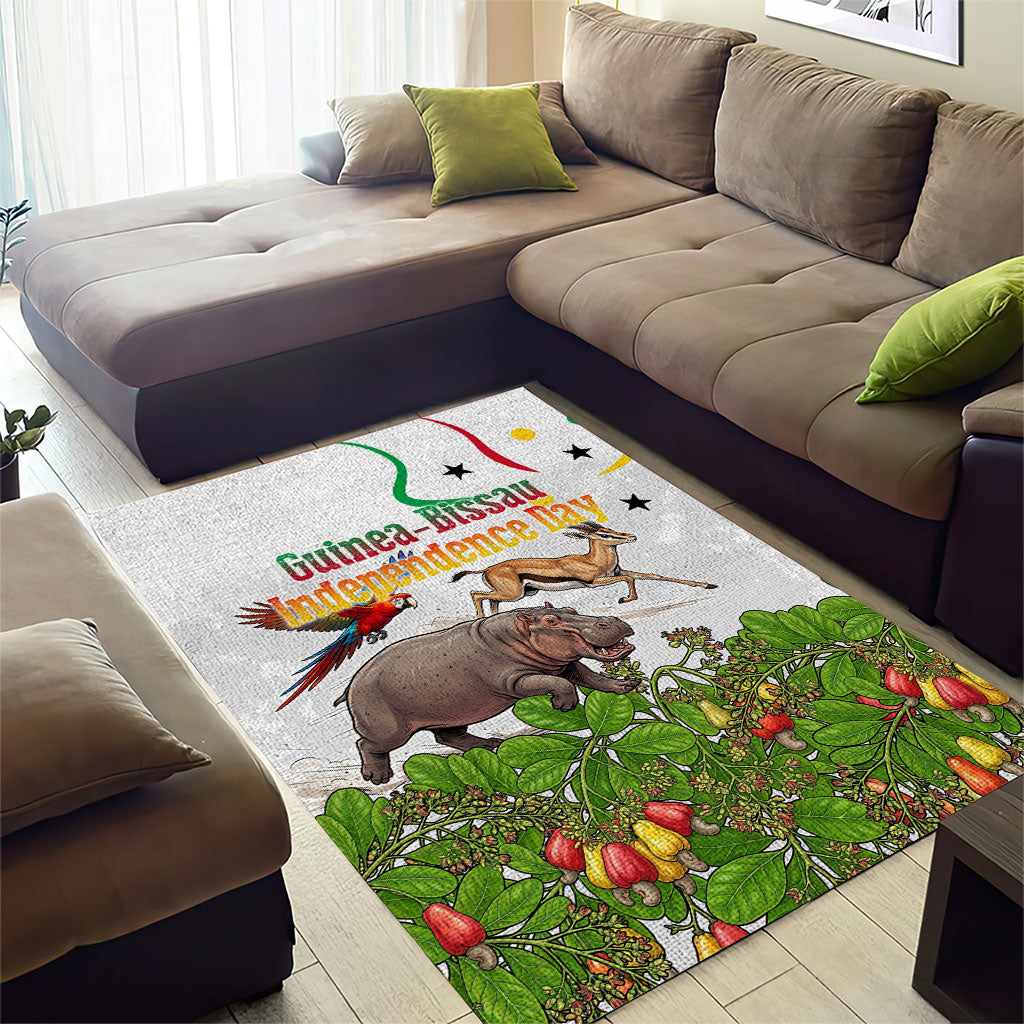 Guinea-Bissau Independence Day Area Rug African Wildlife Cashew Harvest Cultural Pride
