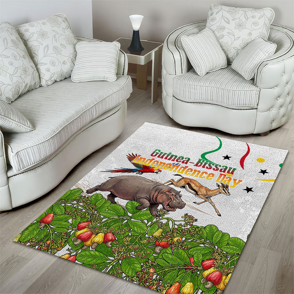 Guinea-Bissau Independence Day Area Rug African Wildlife Cashew Harvest Cultural Pride