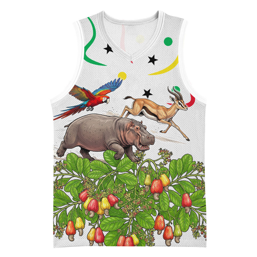 Guinea-Bissau Independence Day Basketball Jersey African Wildlife Cashew Harvest Cultural Pride