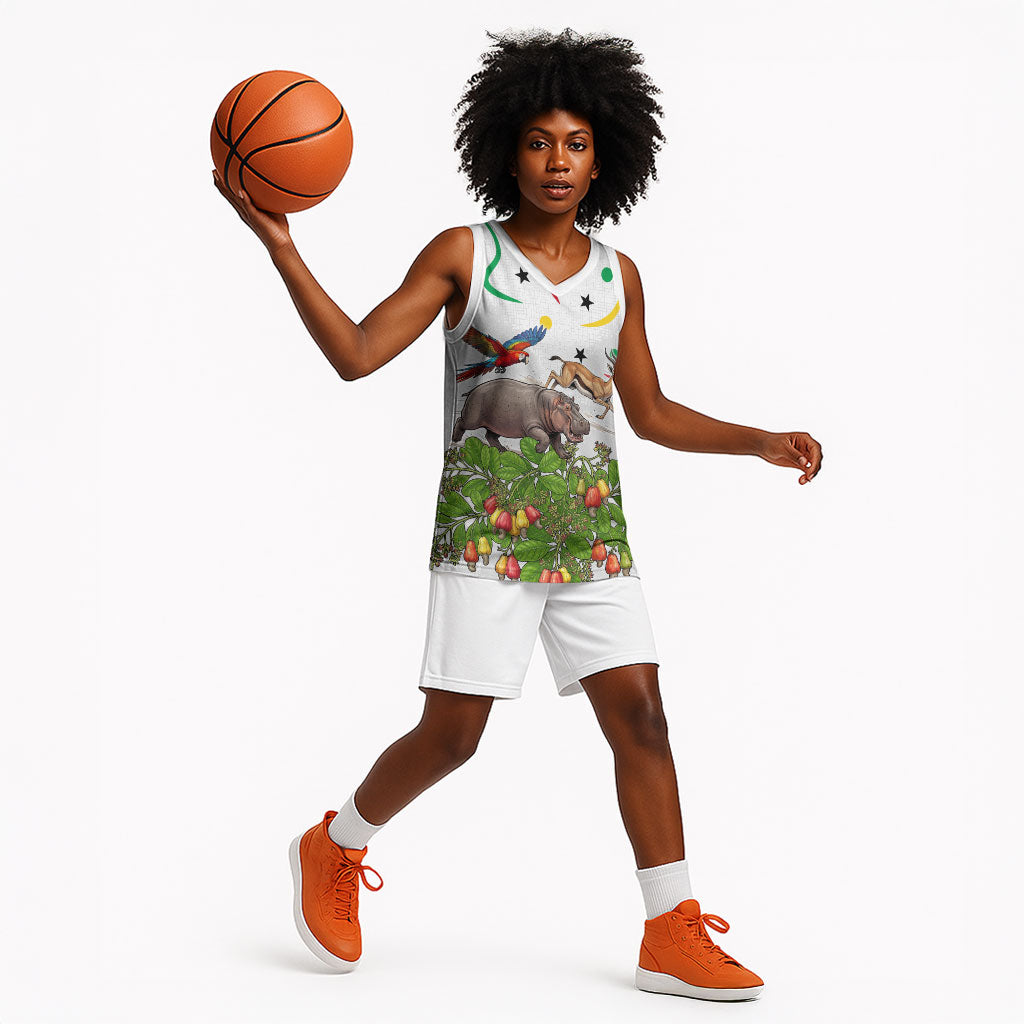 Guinea-Bissau Independence Day Basketball Jersey African Wildlife Cashew Harvest Cultural Pride