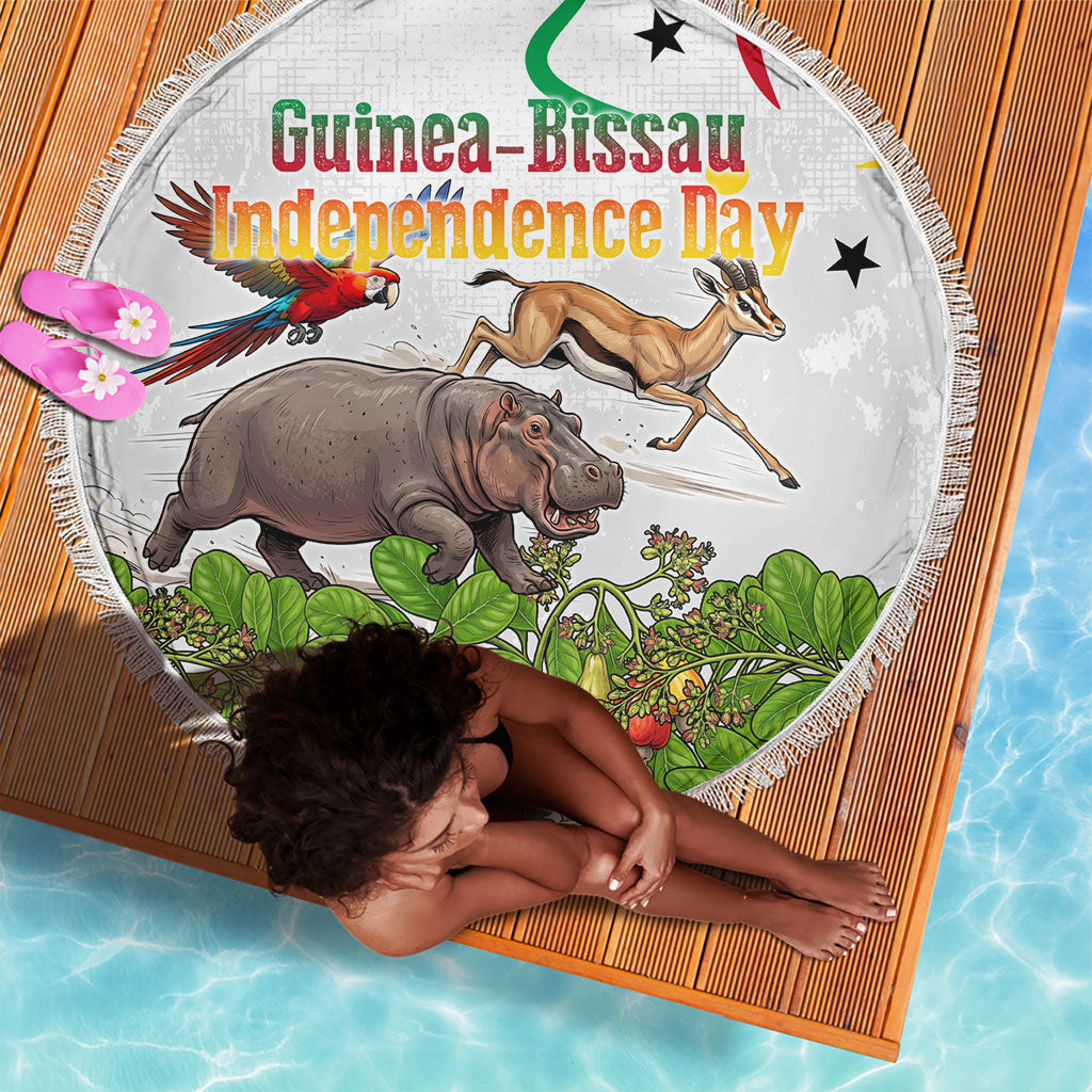 Guinea-Bissau Independence Day Beach Blanket African Wildlife Cashew Harvest Cultural Pride