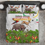 Guinea-Bissau Independence Day Bedding Set African Wildlife Cashew Harvest Cultural Pride