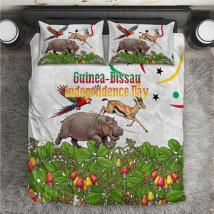 Guinea-Bissau Independence Day Bedding Set African Wildlife Cashew Harvest Cultural Pride