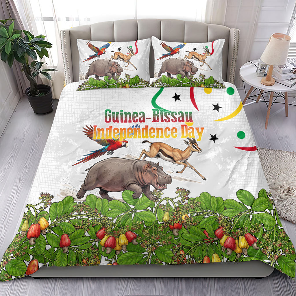 Guinea-Bissau Independence Day Bedding Set African Wildlife Cashew Harvest Cultural Pride