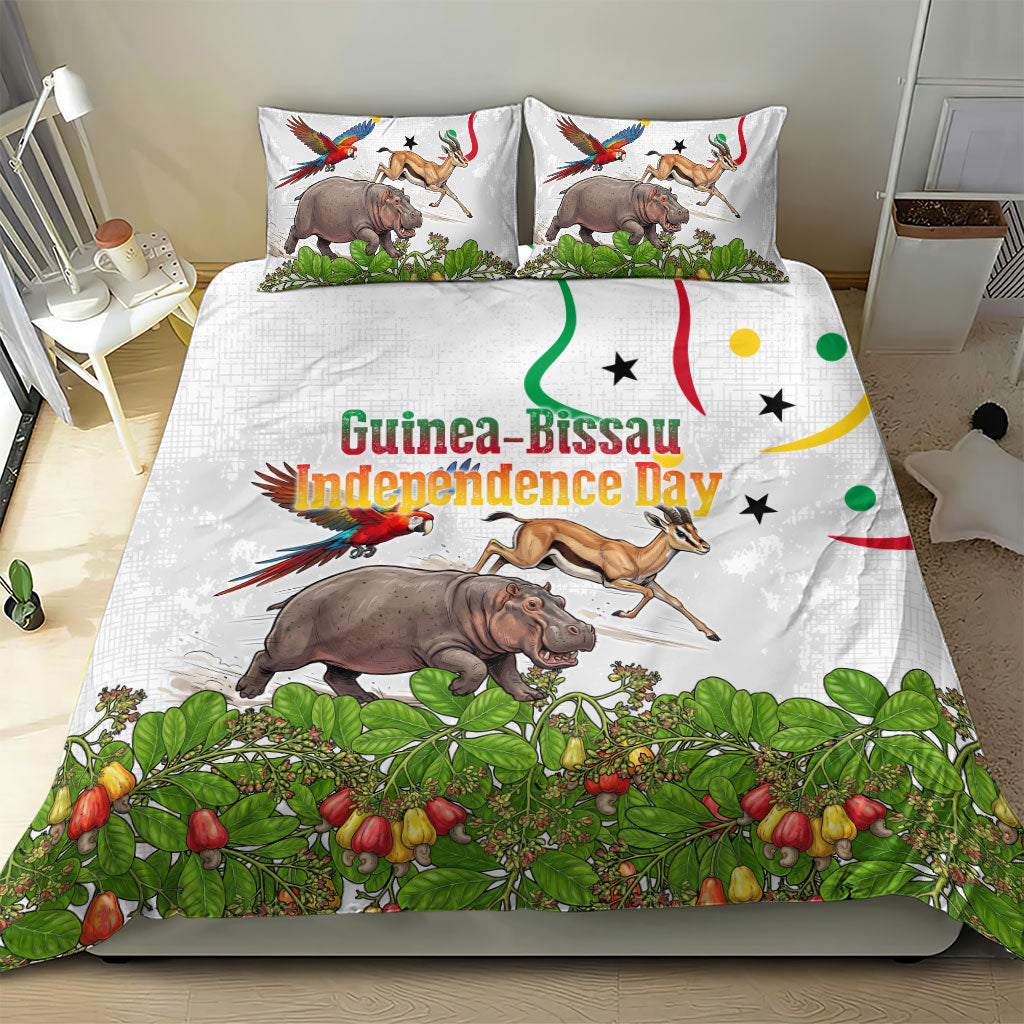 Guinea-Bissau Independence Day Bedding Set African Wildlife Cashew Harvest Cultural Pride