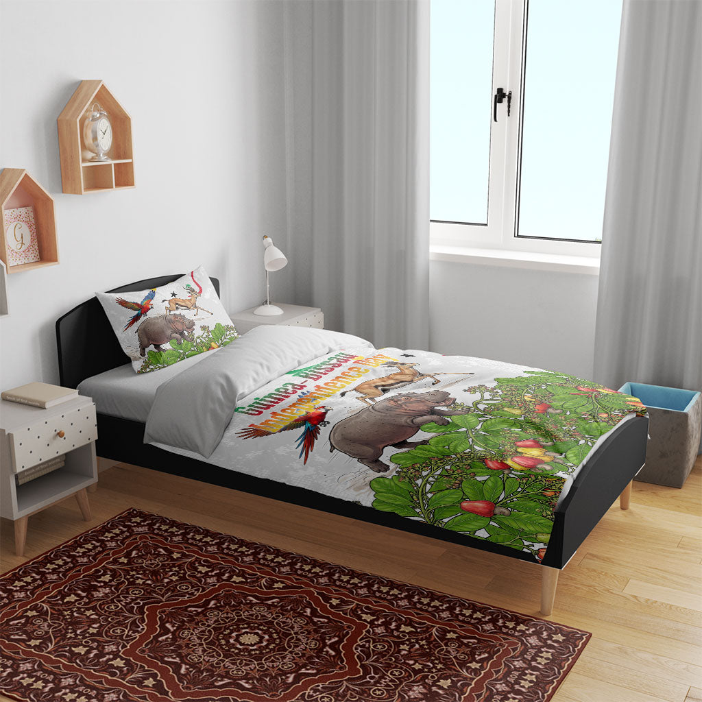 Guinea-Bissau Independence Day Bedding Set African Wildlife Cashew Harvest Cultural Pride
