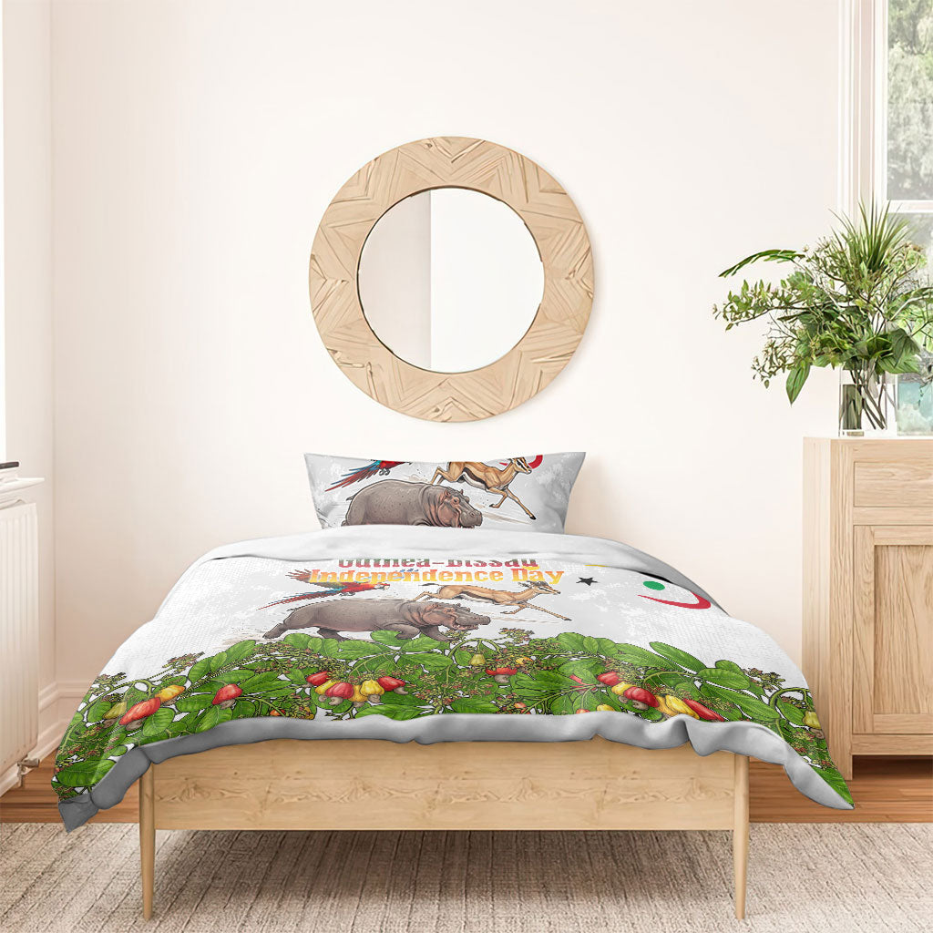 Guinea-Bissau Independence Day Bedding Set African Wildlife Cashew Harvest Cultural Pride