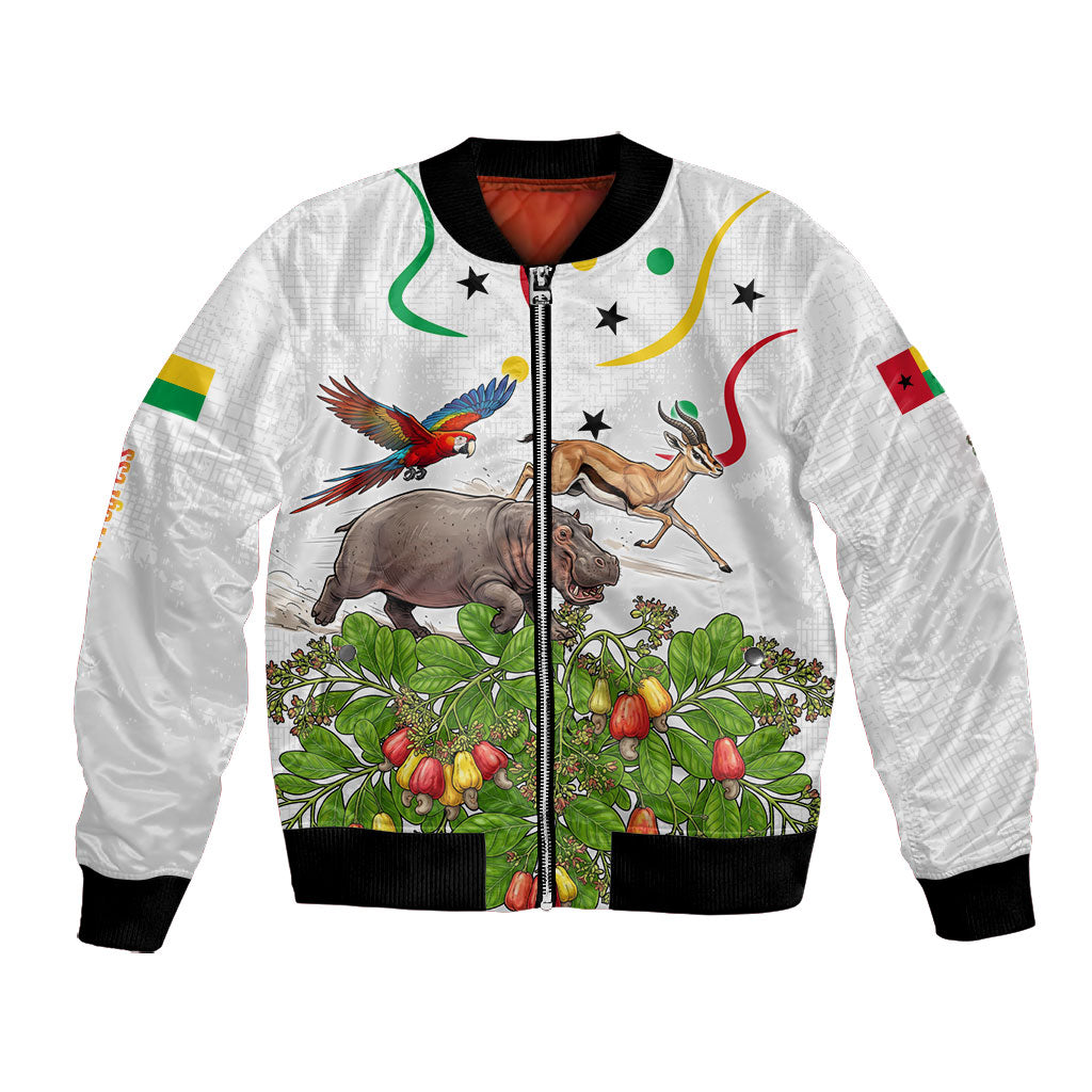 Guinea-Bissau Independence Day Bomber Jacket African Wildlife Cashew Harvest Cultural Pride