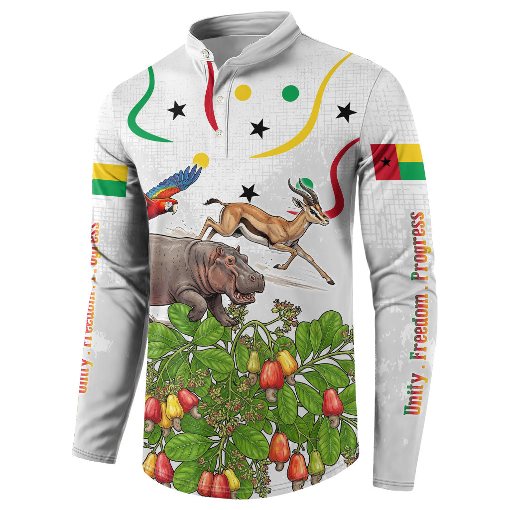 Guinea-Bissau Independence Day Button Sweatshirt African Wildlife Cashew Harvest Cultural Pride