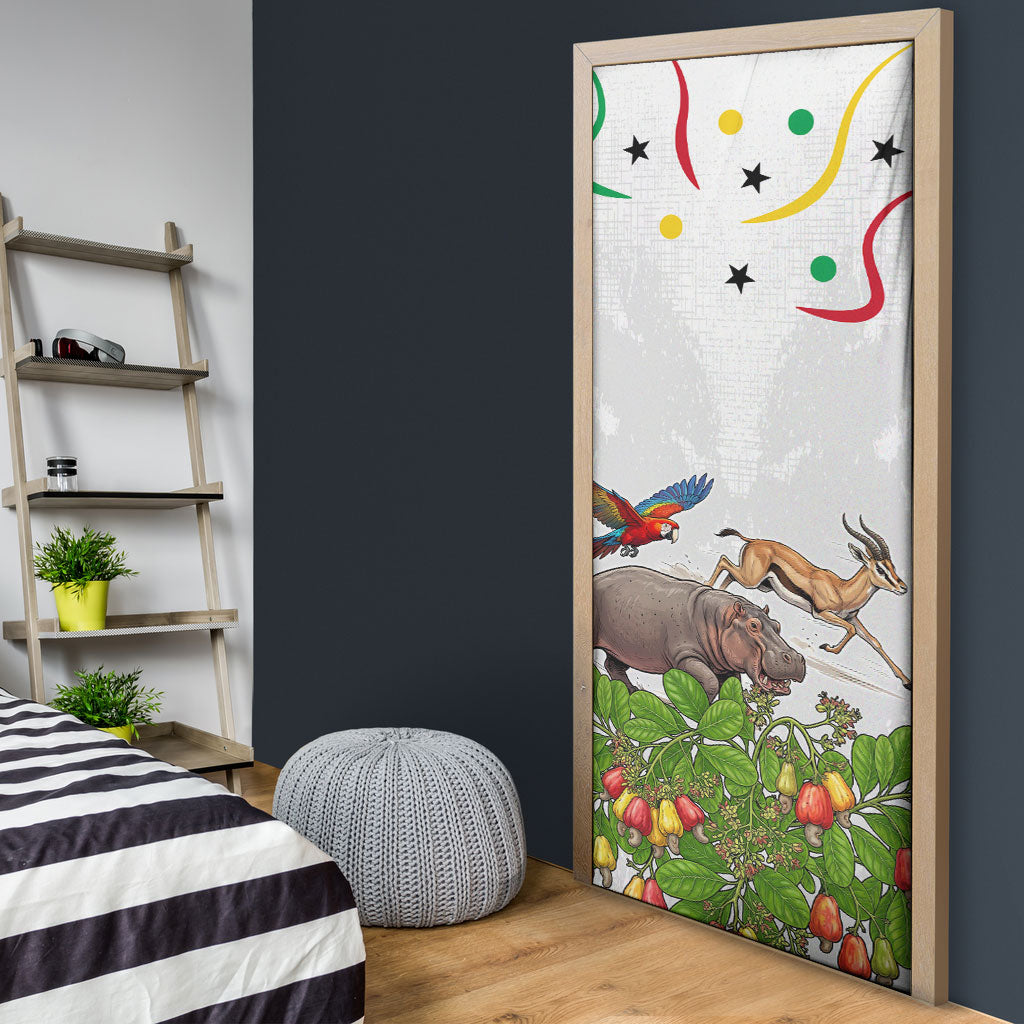 Guinea-Bissau Independence Day Door Cover African Wildlife Cashew Harvest Cultural Pride