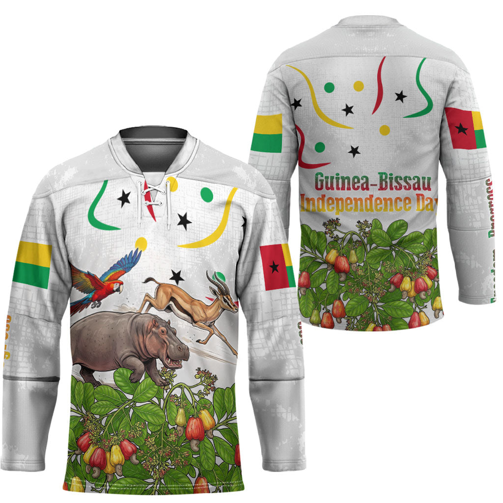 Guinea-Bissau Independence Day Hockey Jersey African Wildlife Cashew Harvest Cultural Pride