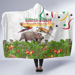 Guinea-Bissau Independence Day Hooded Blanket African Wildlife Cashew Harvest Cultural Pride