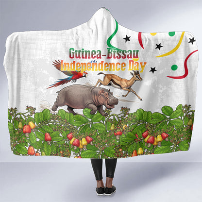 Guinea-Bissau Independence Day Hooded Blanket African Wildlife Cashew Harvest Cultural Pride